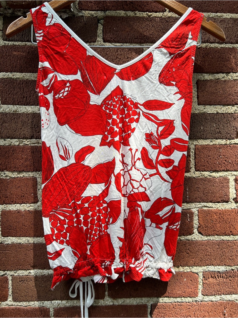 Miss Sixty White Tank Top with Bold Red Floral Print - Picture 2 of 4